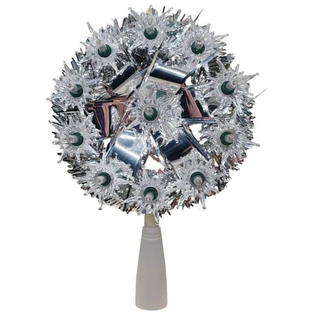 Jewel‎ Brite Tree Topper Vintage Silver Tinsel Starburst Lighted MCM Decor